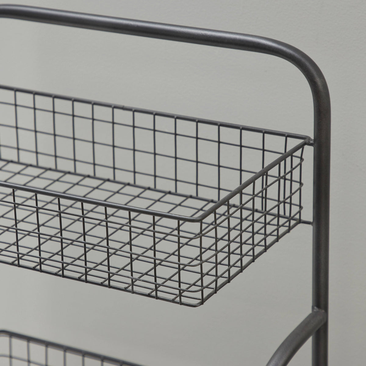 Black 3-Tiered Iron Storage Cart with Caster Wheels C997