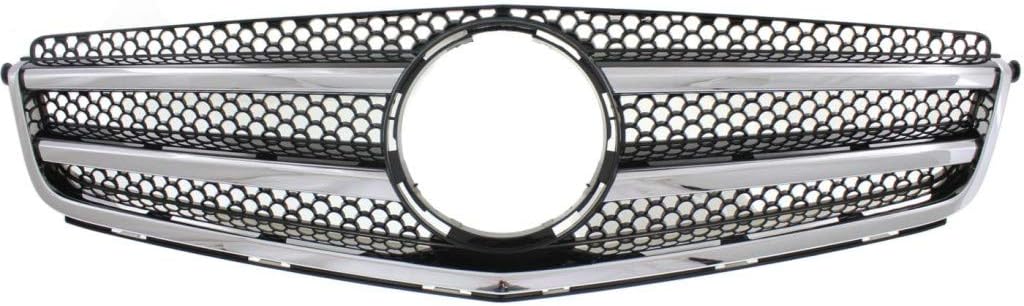 Chrome Shell Grille Assembly with Painted Black Insert for Mercedes-Benz C300 C350 2008-2011 AMG Styling Package Plastic Q110890