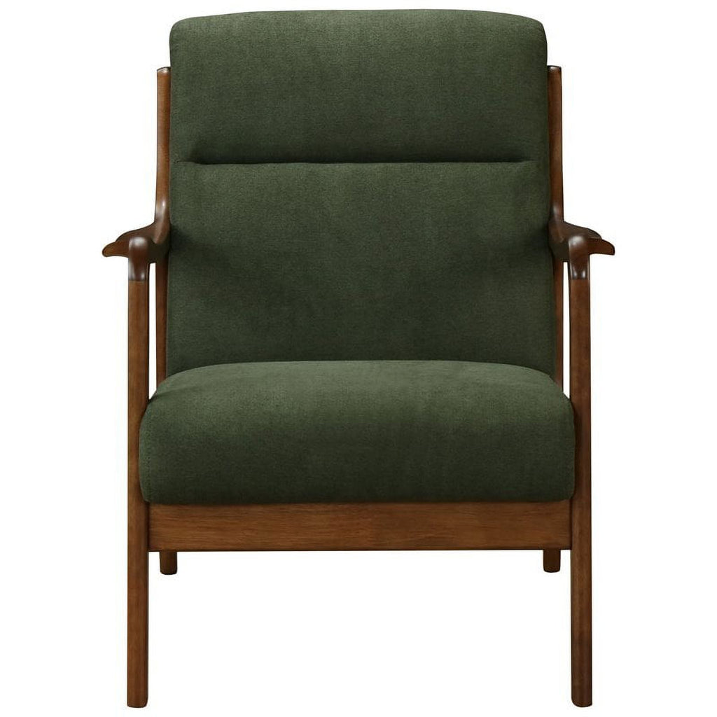 Mid-Century Fabric Arm Chair in Studio Dark Green/Dark Walnut W556325