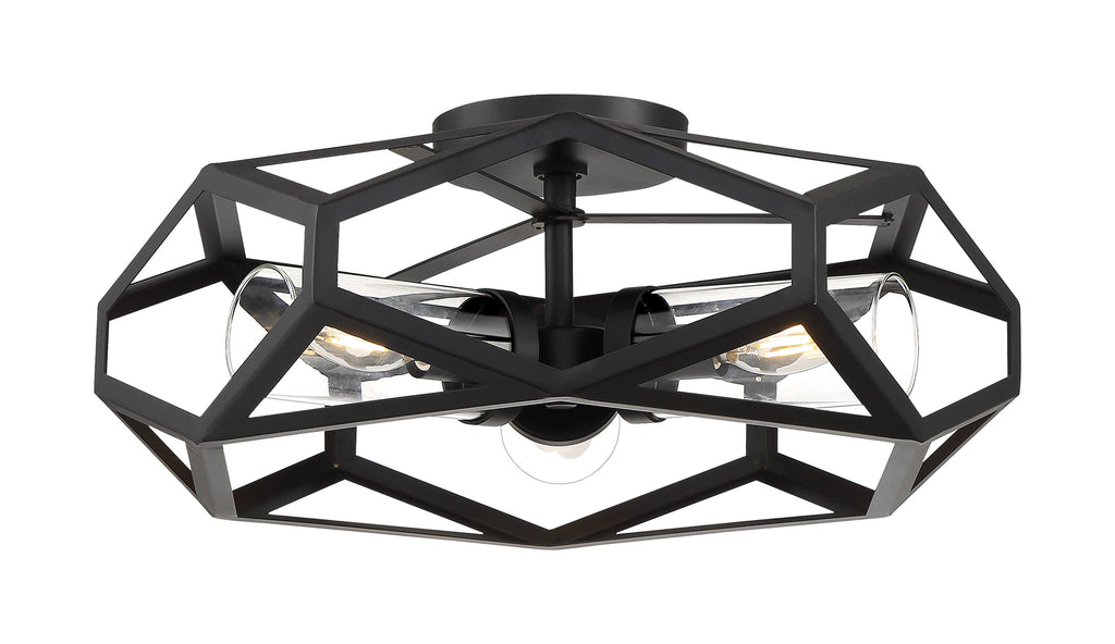 3 Light Flush Mount Fixture Black P358083