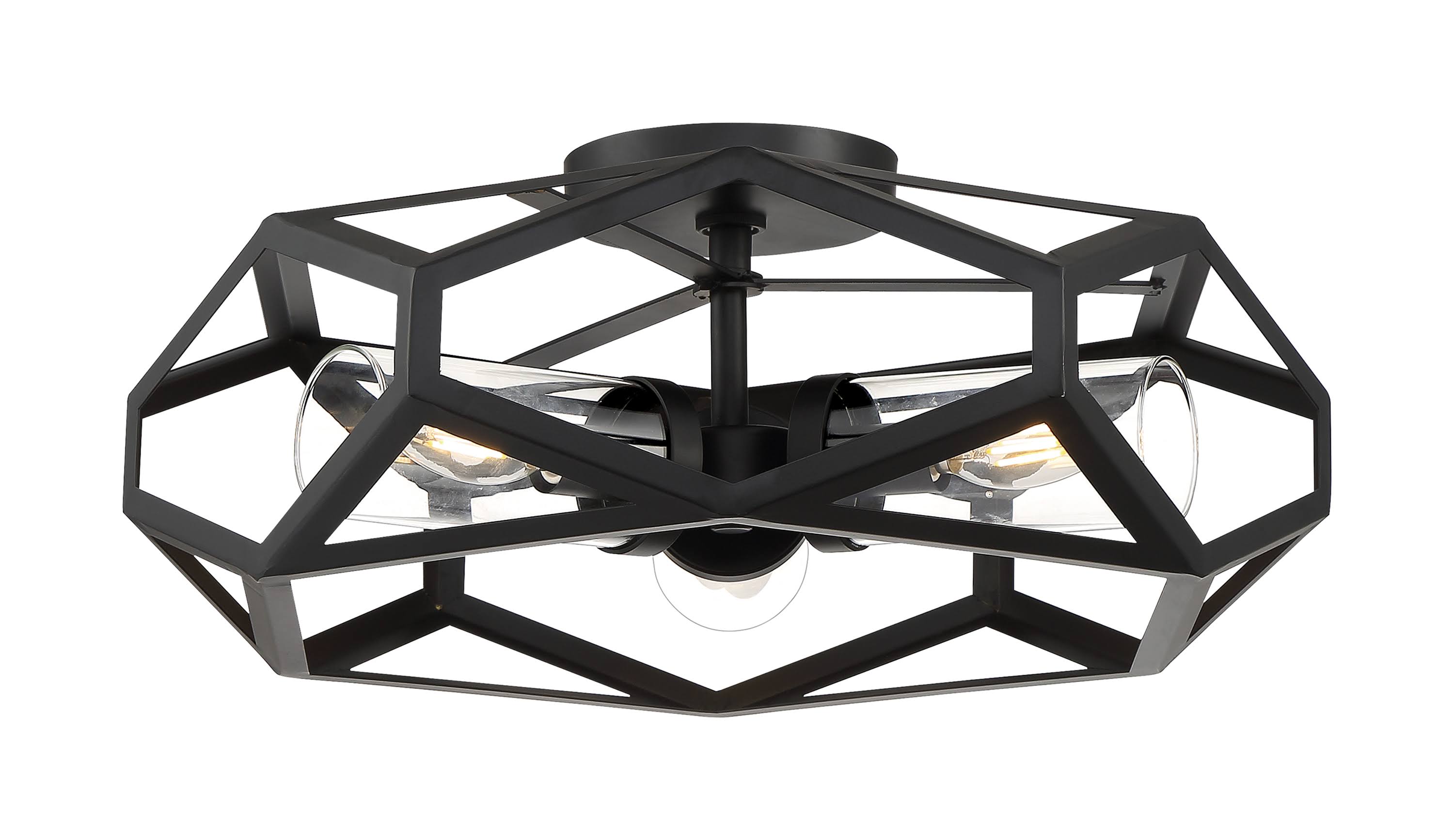 3 Light Flush Mount Fixture Black P358083