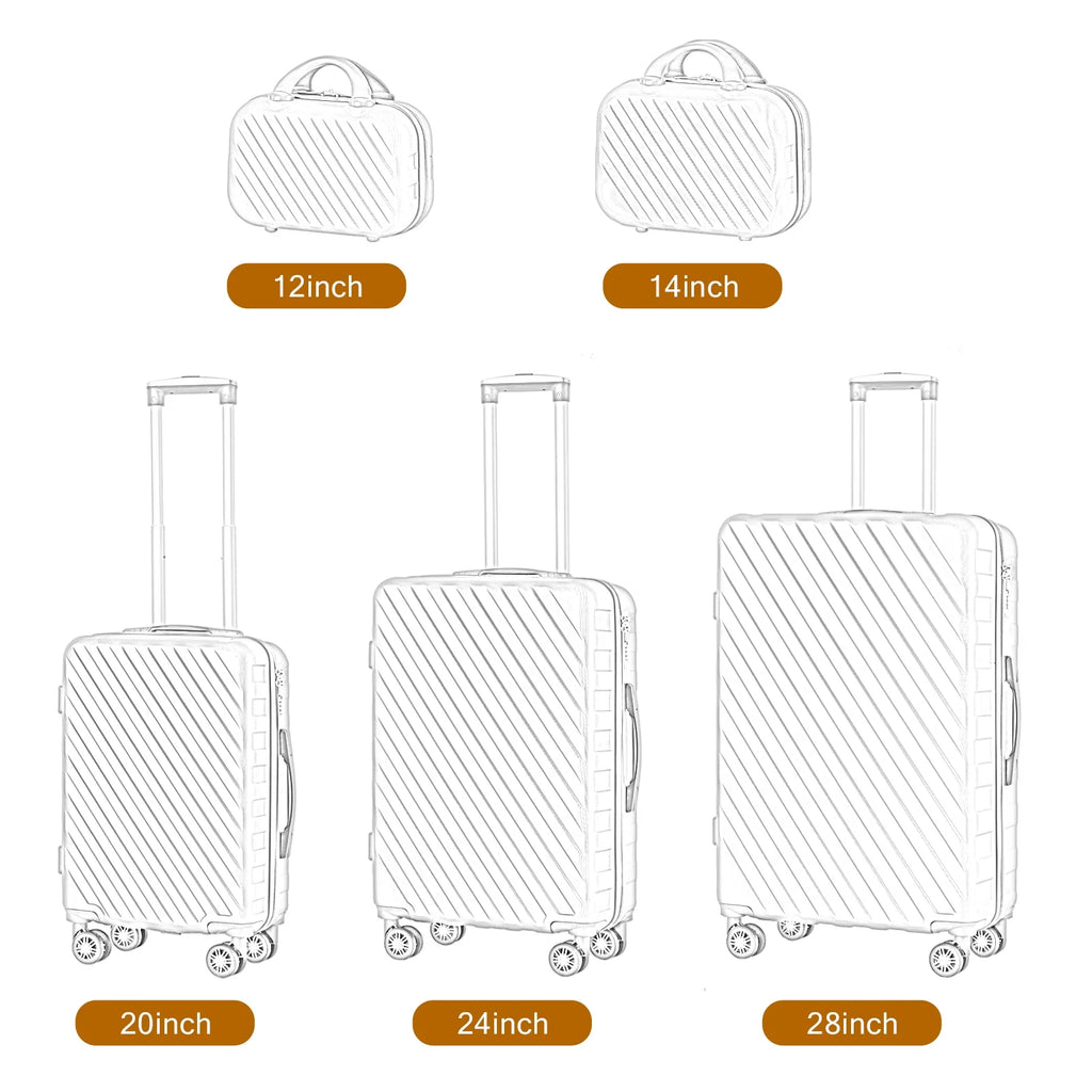 Cream Beige 5PCS Travel Luggage Set with Makeup Case J2672
