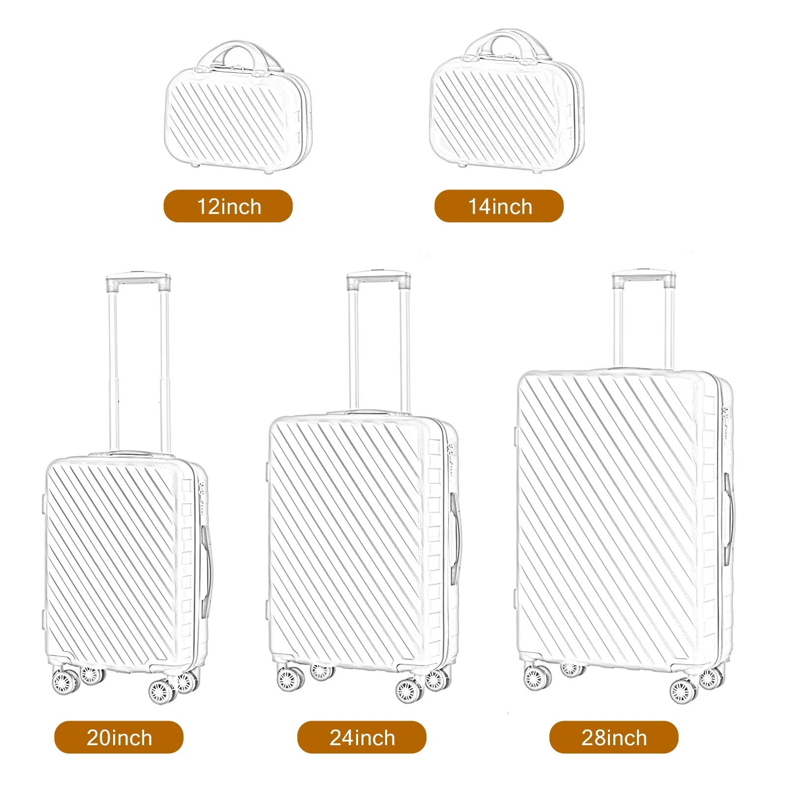 Cream Beige 5PCS Travel Luggage Set with Makeup Case J2672