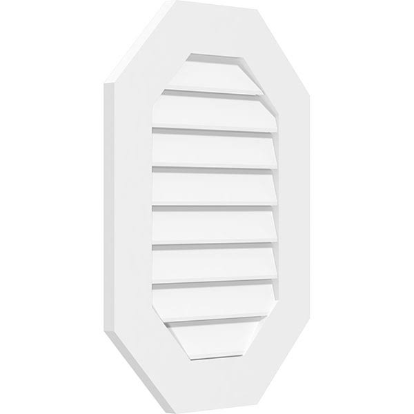 12x22W x 22x22H Vertical Elongated Octagon Surface Mount PVC Gable Vent W419857