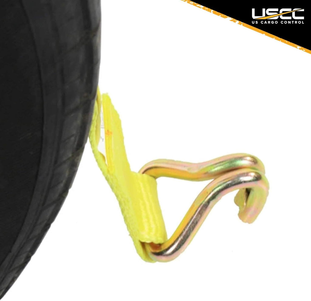 2-Inch Wide Polyester Wheel Strap with Ratchet, 3,333 Pound Working Load Limit, 4 Pack X39685