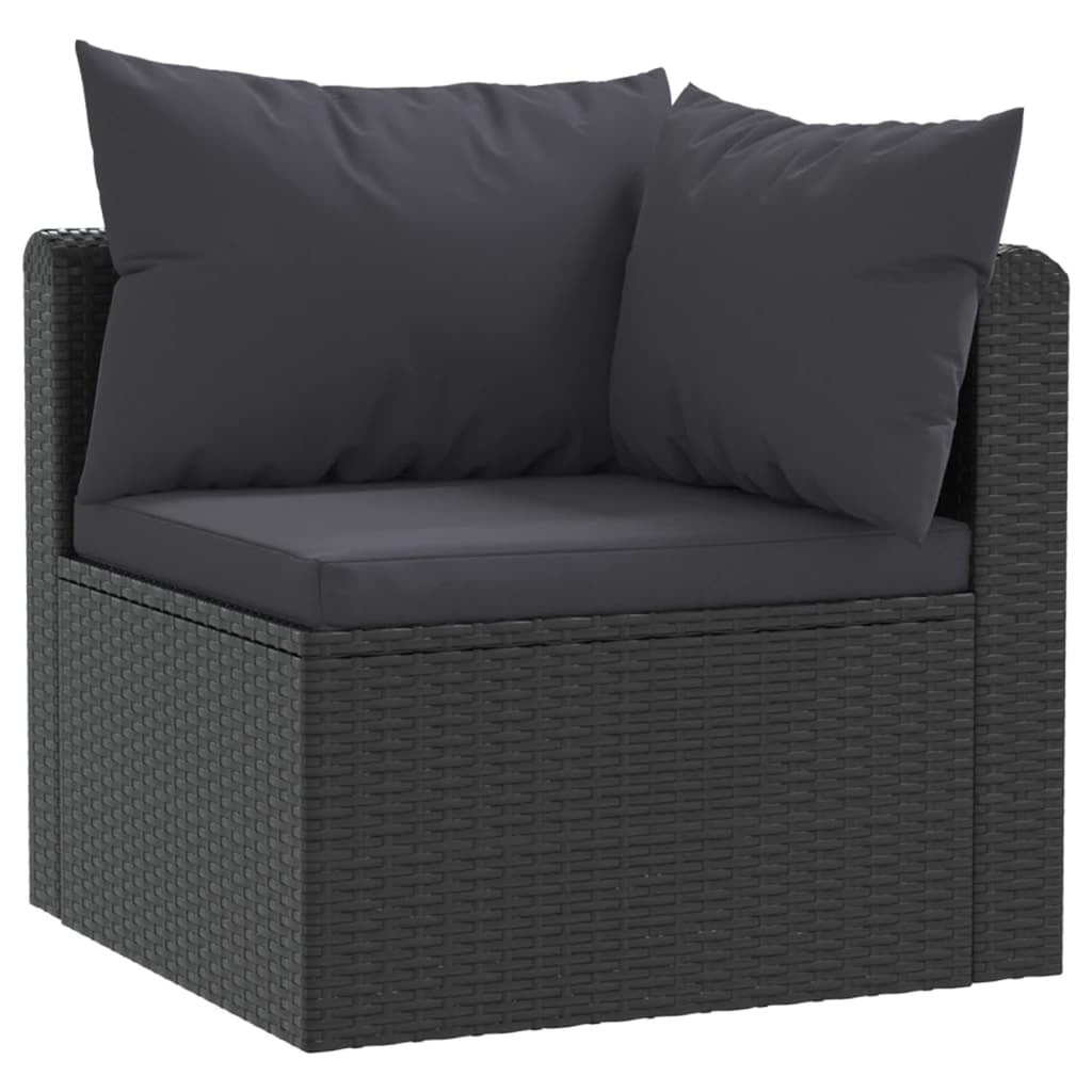 4 Piece Patio Sofa Set with Cushions Poly Rattan Black Q16074