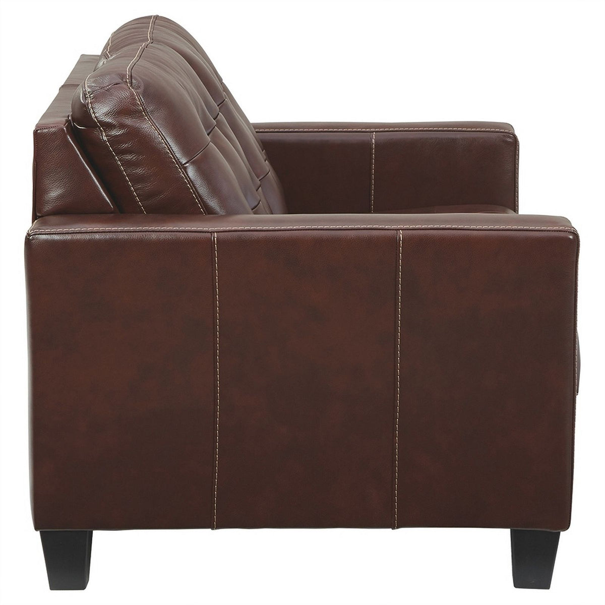 Brown Leatherette Loveseat with Track Armrests P500