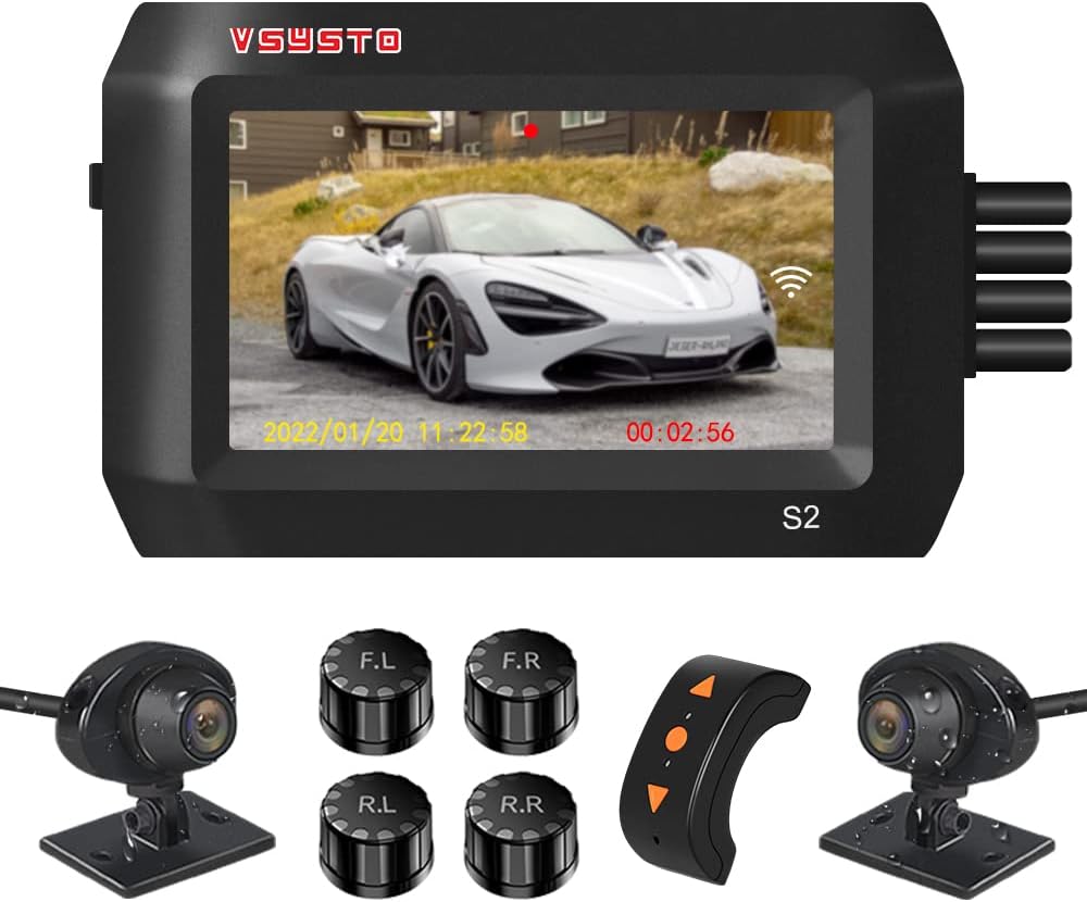 Tire Pressure Monitor System with 3'' IPS Screen Dash Cam V9459