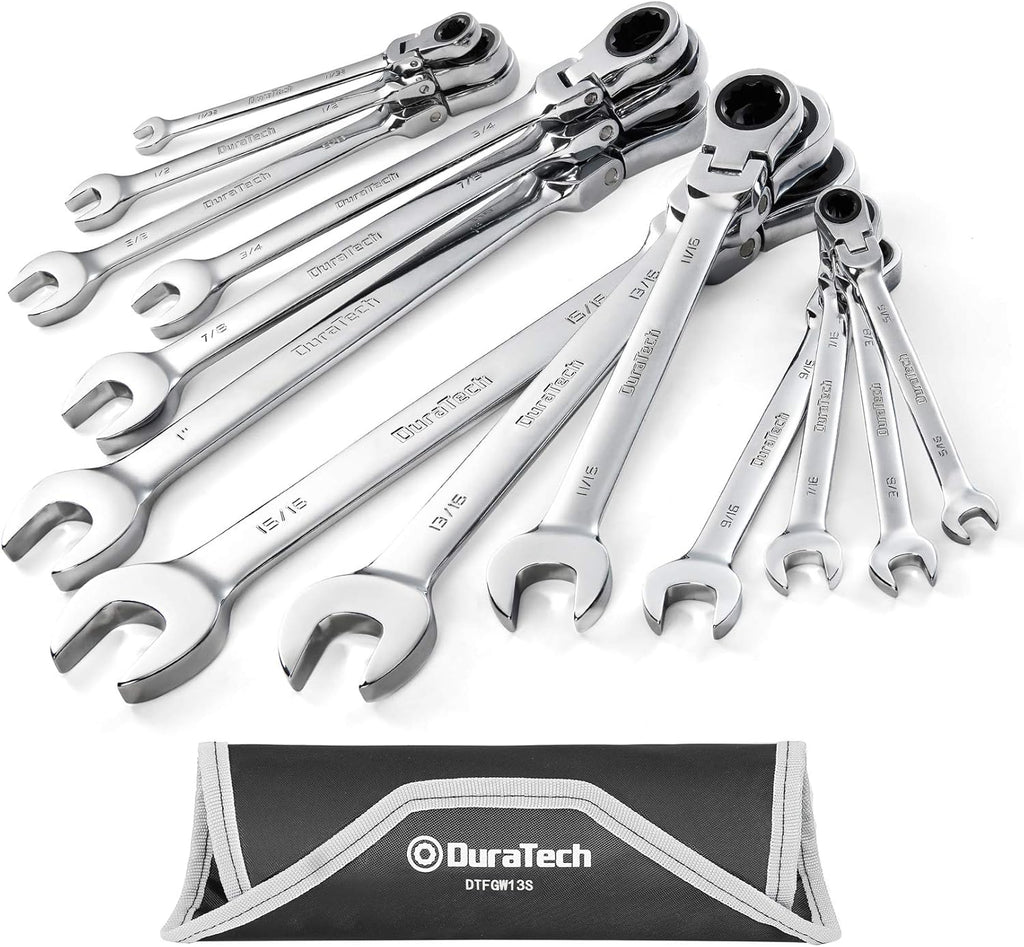 13-piece SAE Chrome Vanadium Steel Combination Wrench Set with Rolling Pouch H523