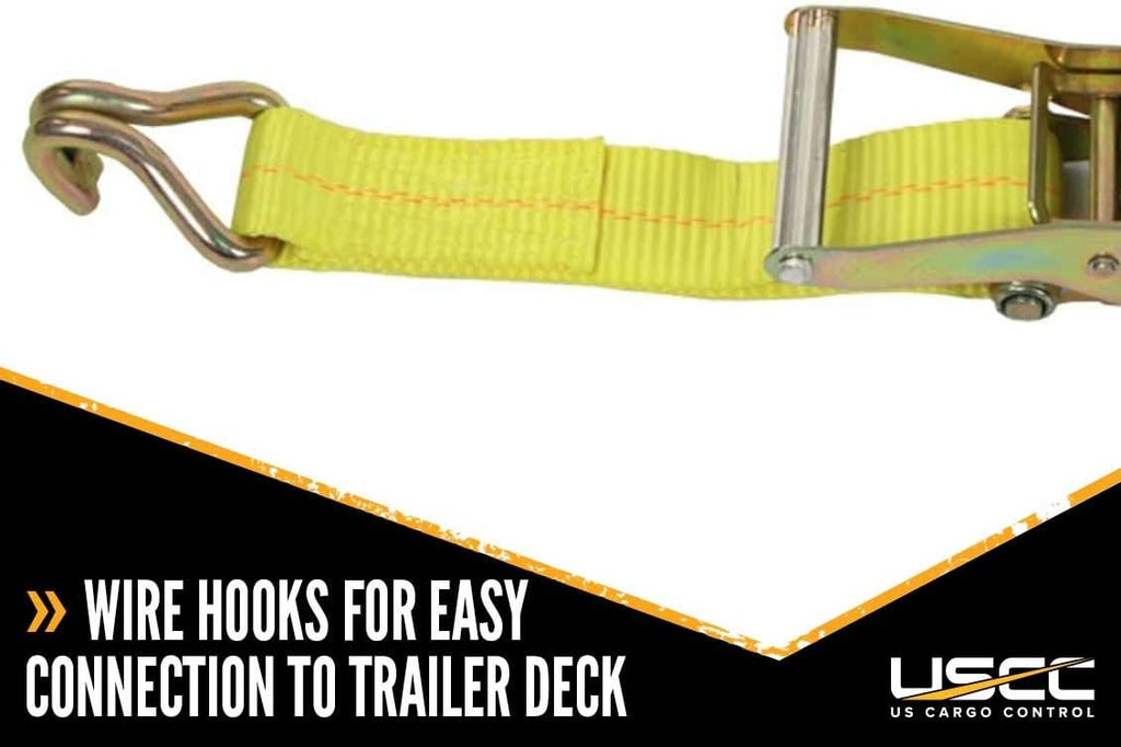 2-Inch Wide Polyester Wheel Strap with Ratchet, 3,333 Pound Working Load Limit, 4 Pack X39685