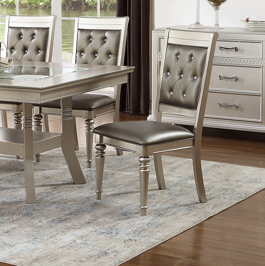 7pc Silver Dining Table with 6 Side Chairs F270