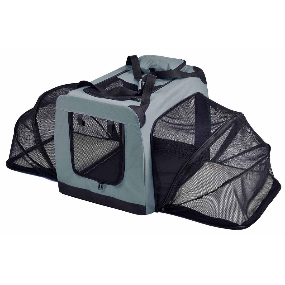 Grey Metal Framed Soft-Folding Dog Crate I7700