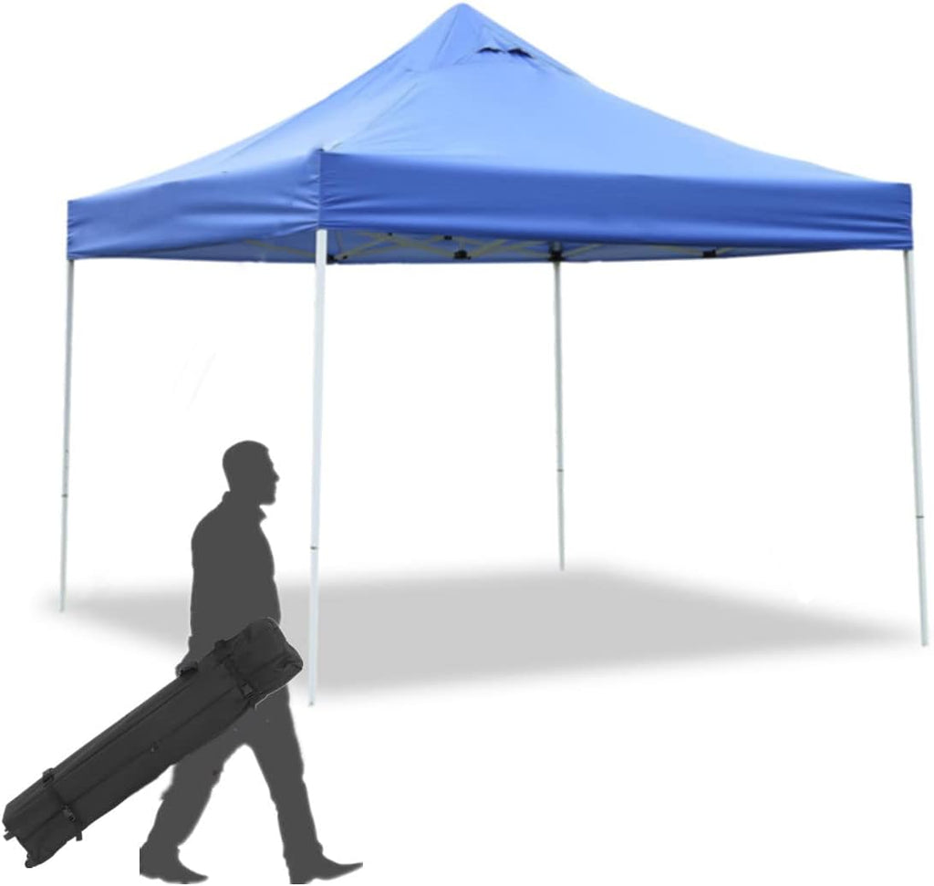 10'x10' Pop Up Gazebo Canopy Tent with Sidewalls Heavy Duty Steel Frame Instant Shelter with Wheeled Carry Bag Y579468
