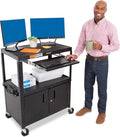 Black Extra Wide AV Cart with Locking Cabinet E277692