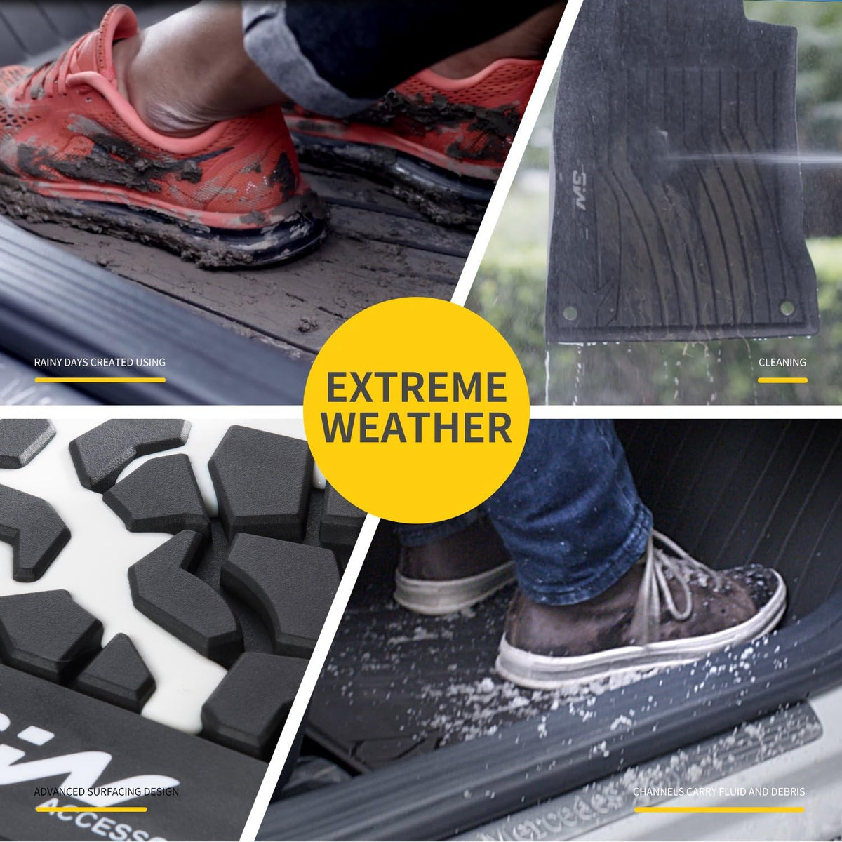 TPE All Weather Custom Fit Floor Liner Full Set Car Mats Black E6765