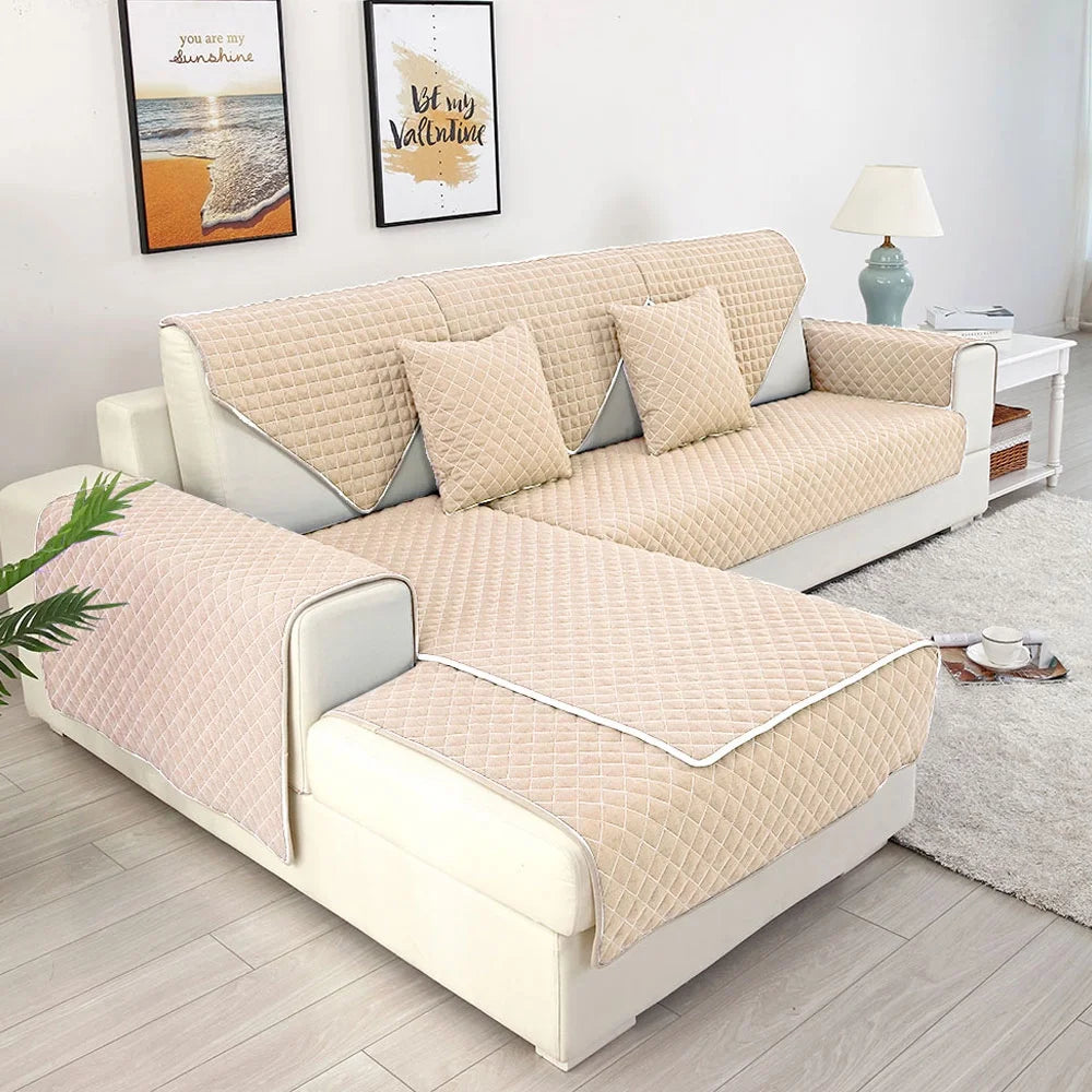 Grey L-Shaped Sectional Couch Cover Furniture Protector H2332