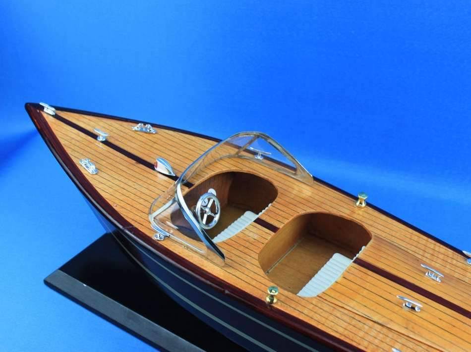 Wooden Chris Craft Triple Cockpit Model Speedboat 20x22 E368