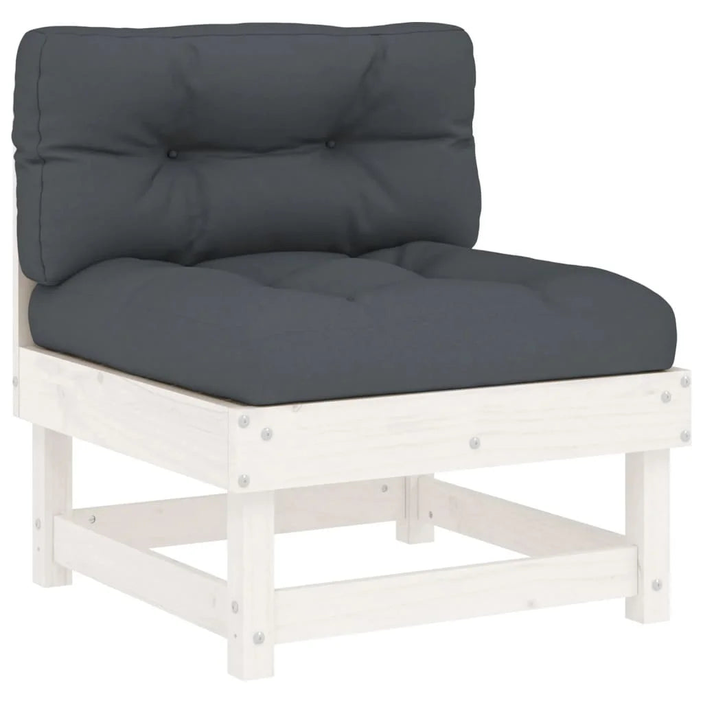 White Solid Wood Pine Sofa with Cushions V7774
