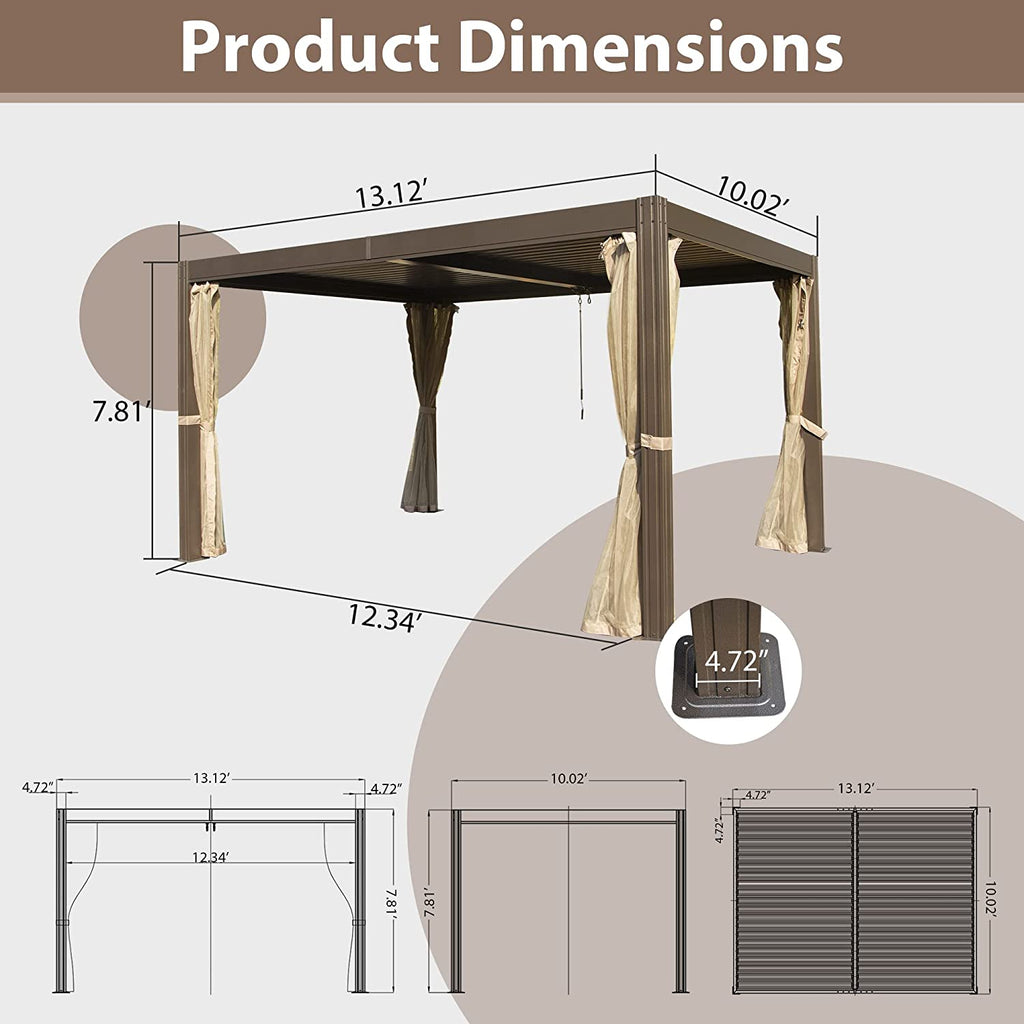 Louvered Pergola with Mosquito Netting R6791