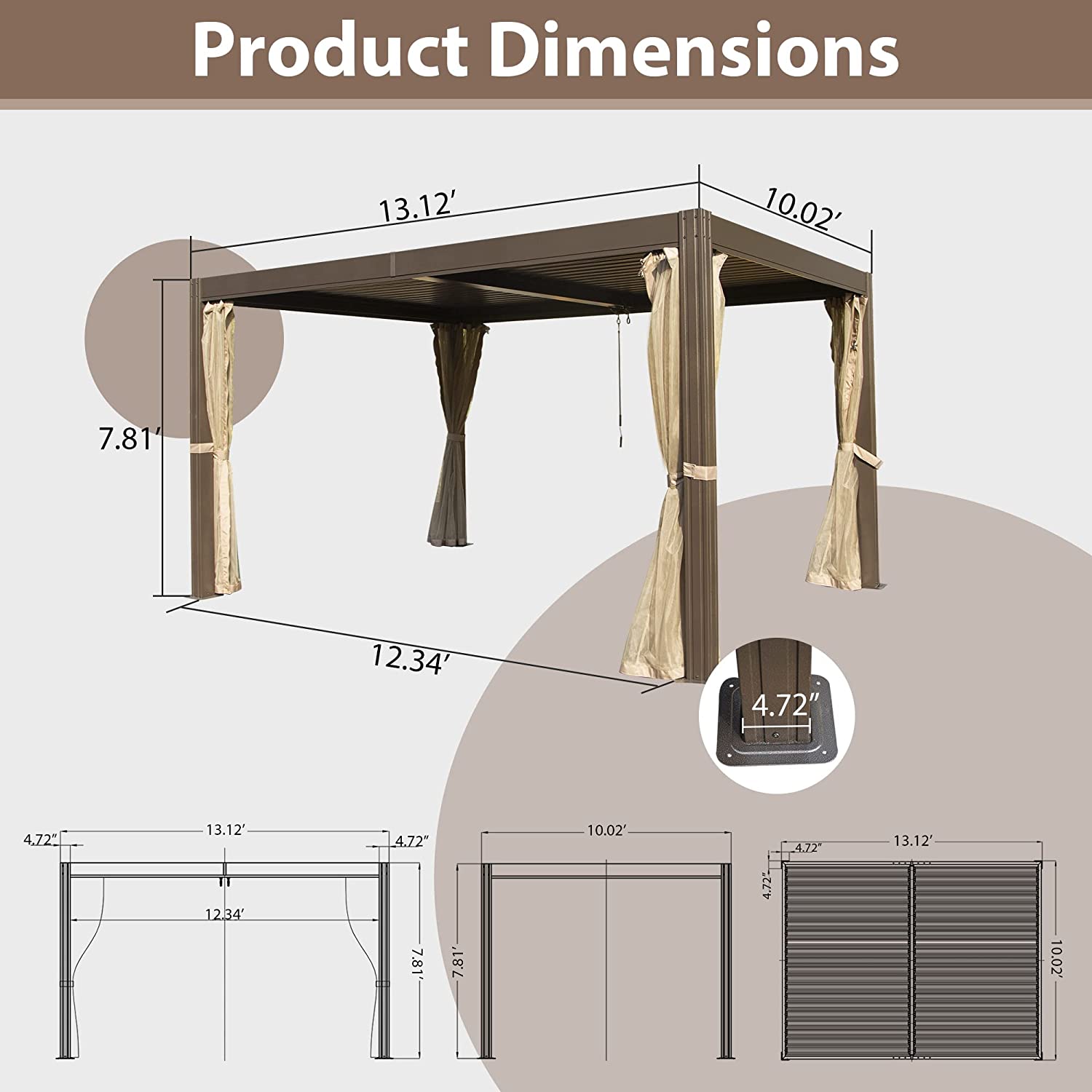 Louvered Pergola with Mosquito Netting R6791