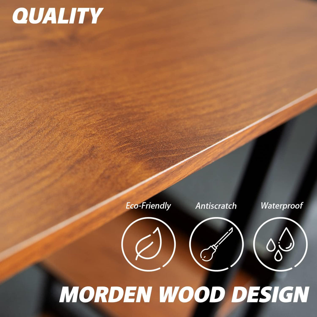 Movable Wooden Night Stand Desk with 4 Wheels Cart Tray O860