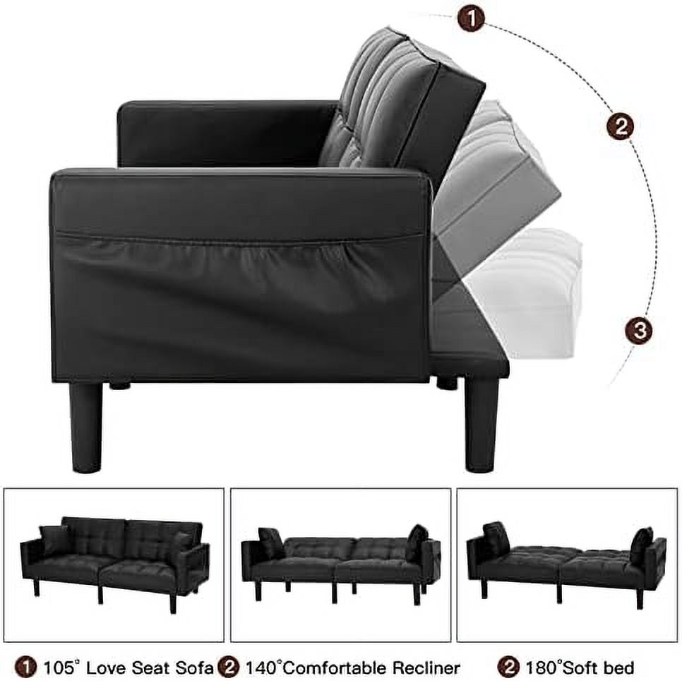Modern Linen Fabric Convertible Sofa Bed with Adjustable Back and Arms H6921