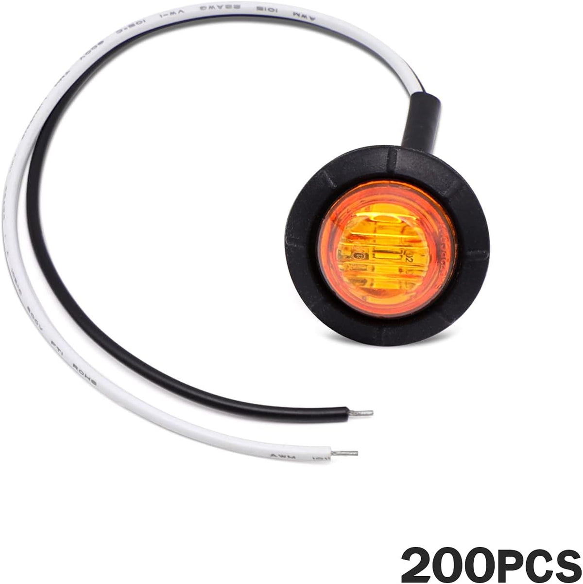 Pack of 200 3/4 Inch Amber LED Side Marker Lights E709