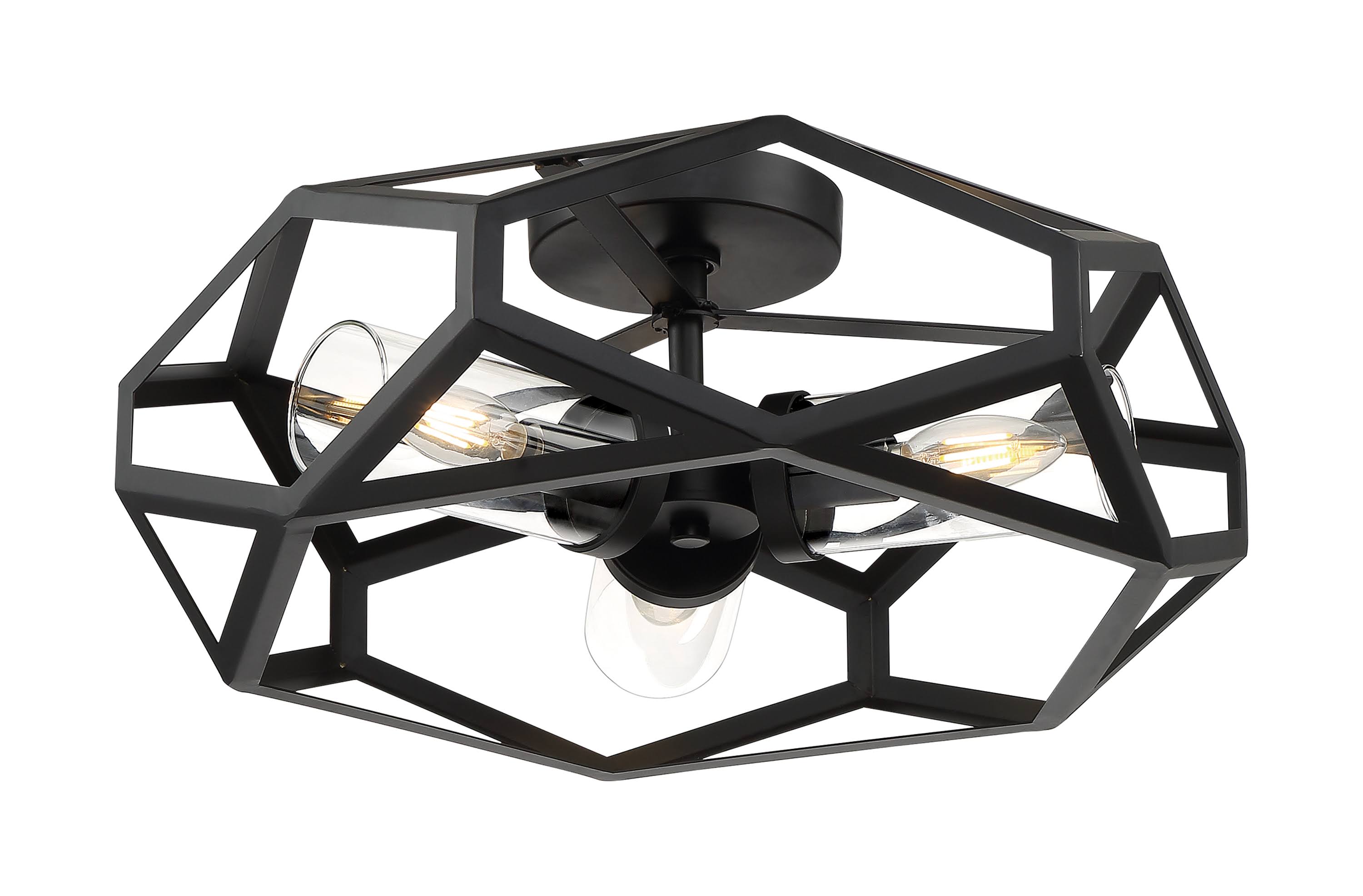 3 Light Flush Mount Fixture Black P358083