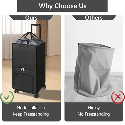 Rolling Laundry Hamper with Wheels, Large 90L Collapsible Laundry Basket Bag E63187