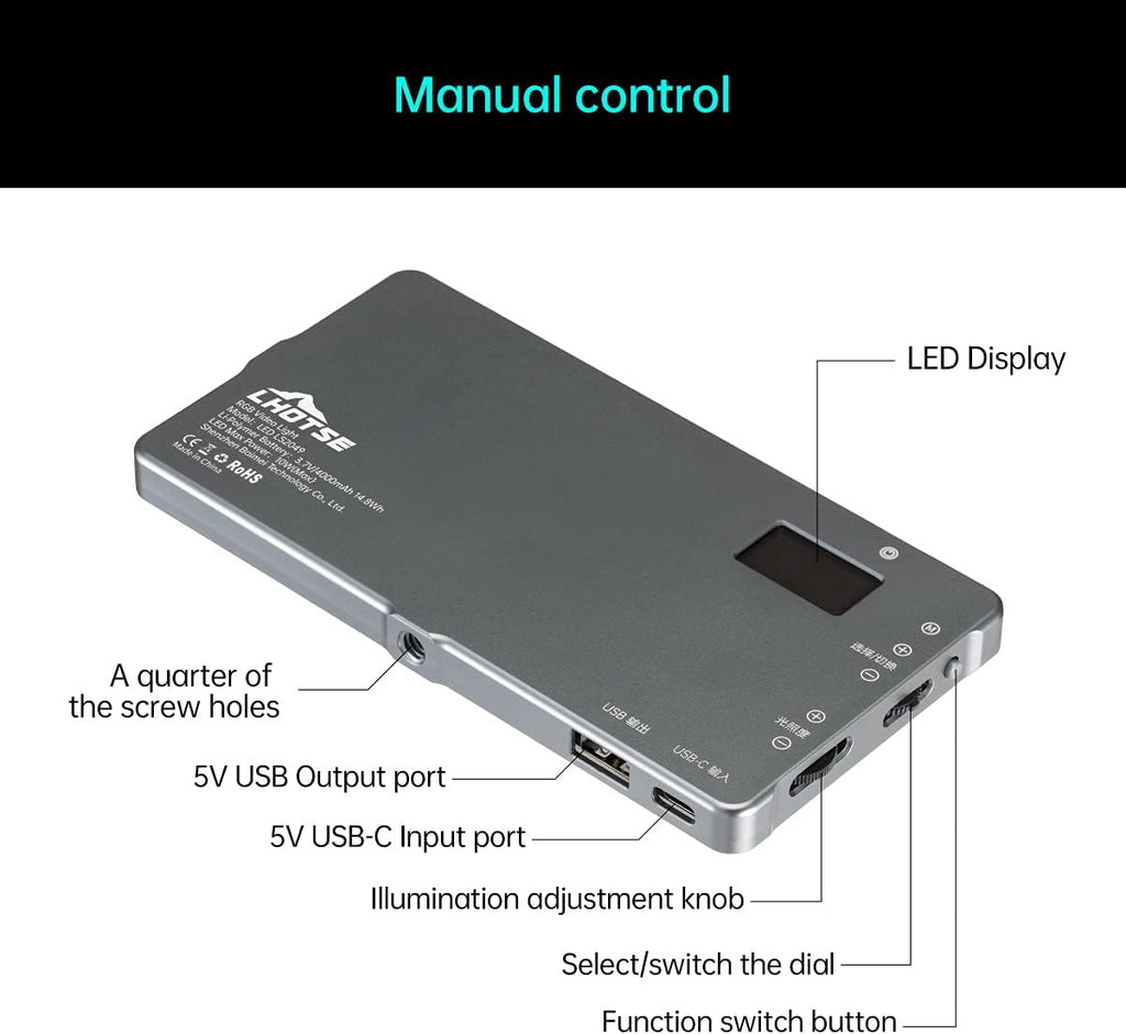 RGB Video Light Panel with Rechargeable Battery V284