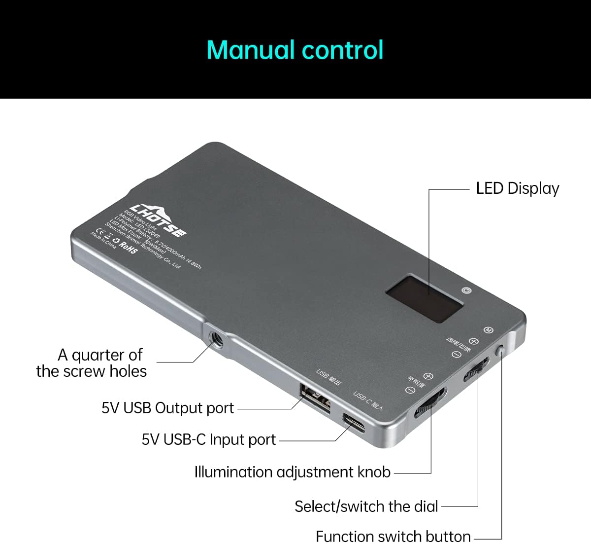 RGB Video Light Panel with Rechargeable Battery V284