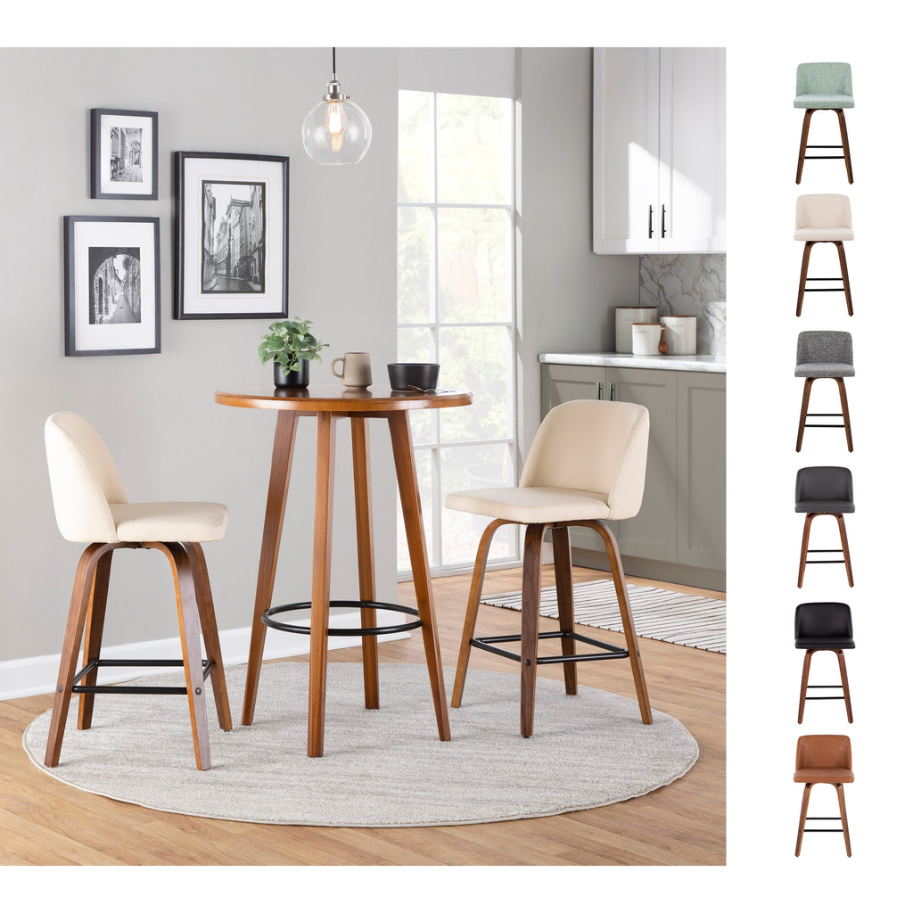 24" Counter Stool Set of 2 Camel Faux Leather S508
