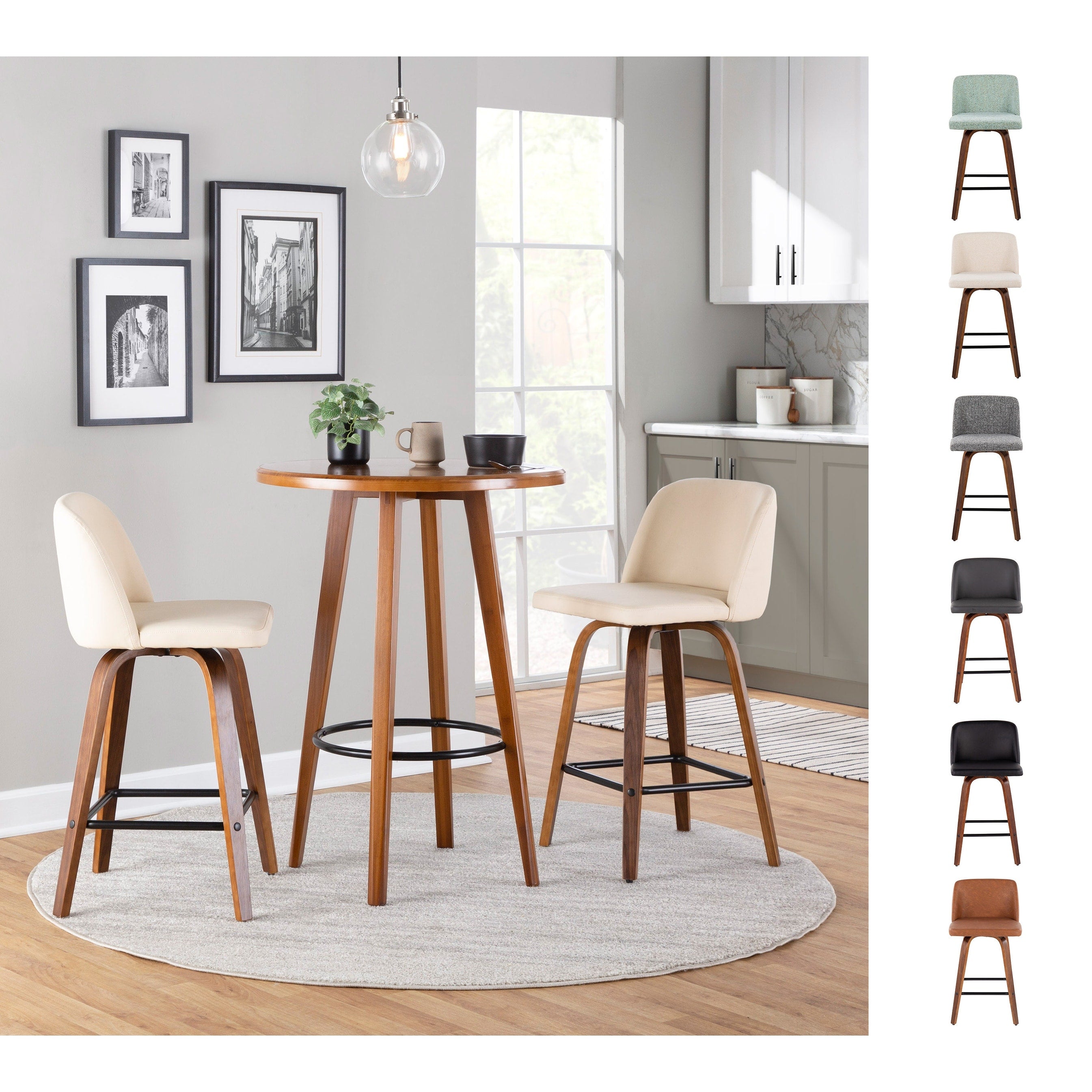 24" Counter Stool Set of 2 Camel Faux Leather S508