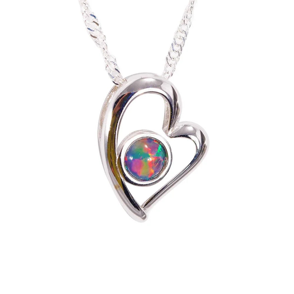 Sterling Silver Australian Black Opal Necklace T823