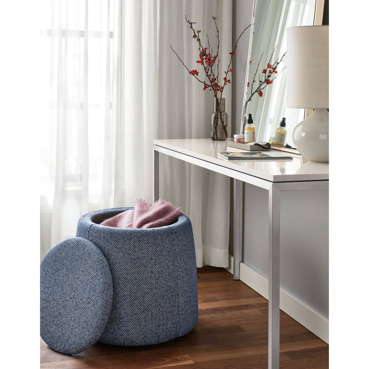 White Parsons Console Table with Quartz Top G39491