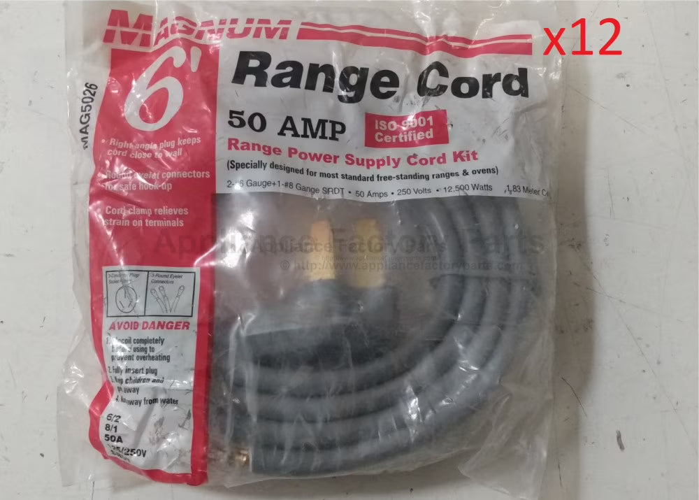 12 Pack 6 ft 3 Wire 50 Amp Range Cord S2418