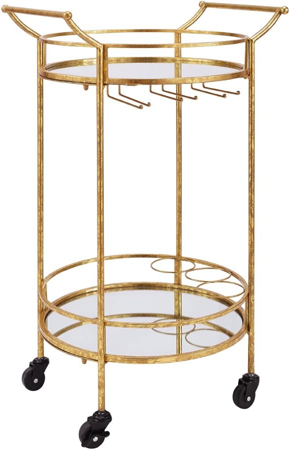 Gold Round Bar Cart V45047