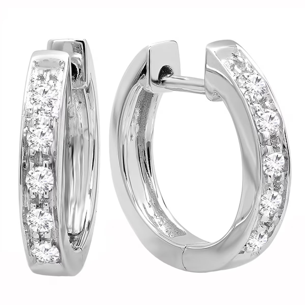 Round Lab Grown White Diamond Hoop Earring in 925 Sterling Silver E838530