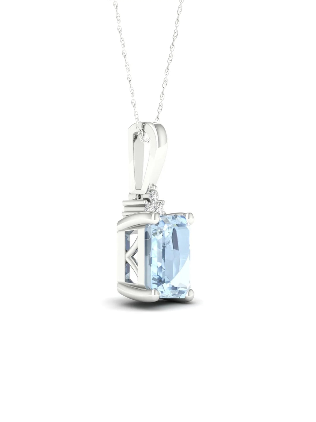 10K White Gold Aquamarine Diamond Necklace U42462