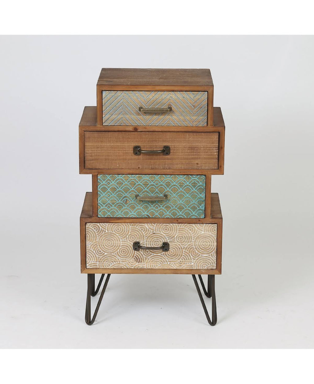 Multi-Color Wood Four Drawer End Table O897