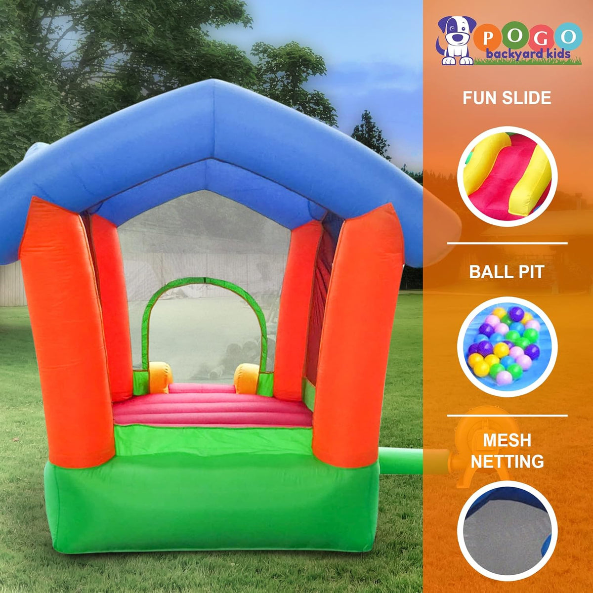 Inflatable Bounce House with Slide, 8.5' x 4.9' Play Area, 6.75' Tall H199475