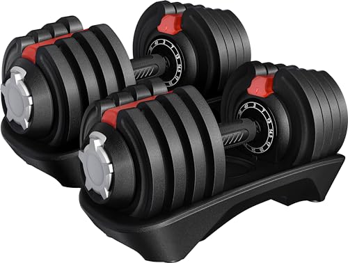 Adjustable Dumbbell Set 40LB/52.5LB/90LB with Anti-Slip Handle D38528