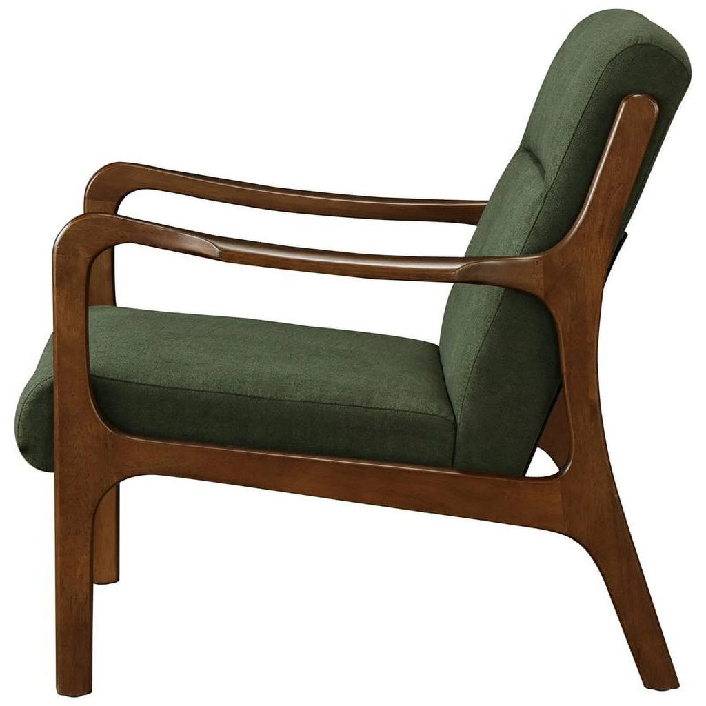 Mid-Century Fabric Arm Chair in Studio Dark Green/Dark Walnut W556325