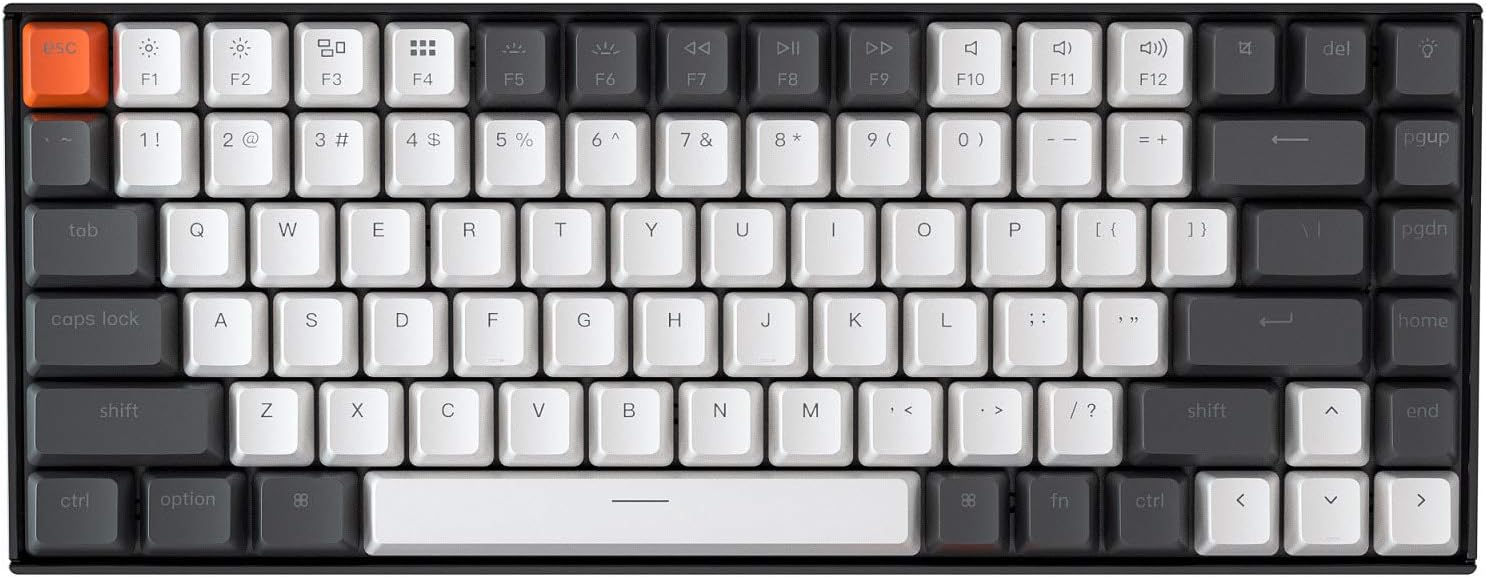 Keychron K2 75% Layout Hot-swappable Bluetooth Wireless/USB Wired Mechanical Keyboard with Gateron G Pro Blue Switch/Double-Shot Keycaps/RGB Backlit 84 Keys Computer Keyboad for Mac Windows Version 2 G133169