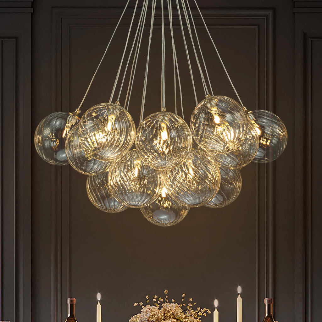 Ribbed Glass Bubble Chandelier J3133