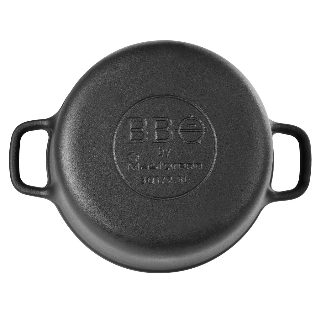 3 Qt Pre Seasoned Cast Iron Round Dutch Oven with Self Basting Lid and Stainless Steel Handle E642470