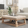 Beige Coffee Table with Wood Shelf and Padded Seat Bench G835167