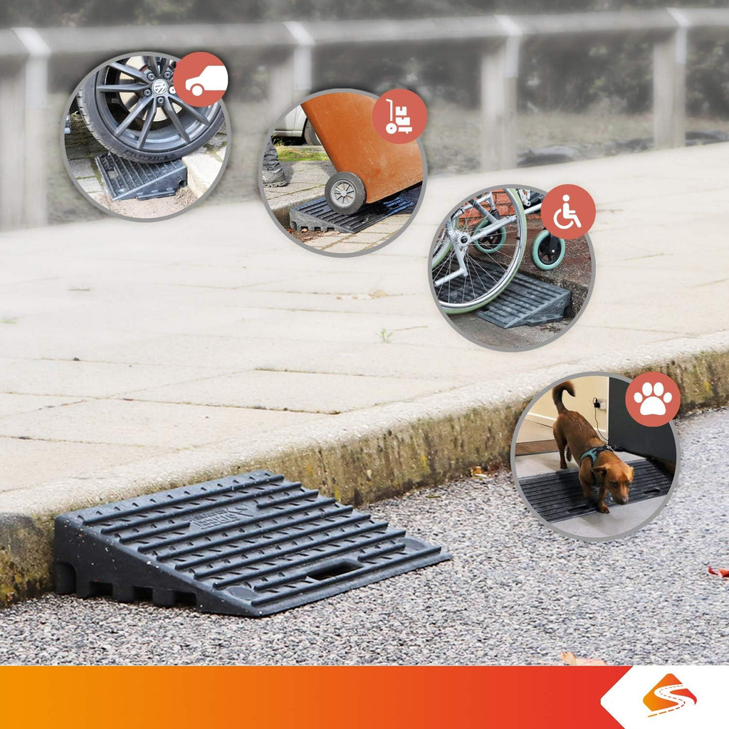 4 Inch Driveway Curb Ramp Pack of 2, Heavy Duty Rubber Ramps I738