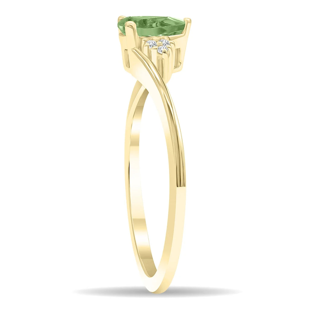 Green Amethyst and Diamond Ring in 10K Yellow Gold M226