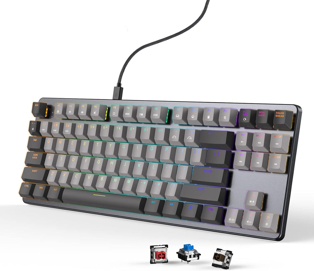 87 Keys RGB Mechanical Keyboard, Low Profile Aluminum TKL Hot-Swappable Ultra-Slim U281935